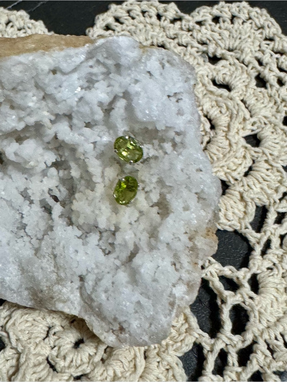 Sterling Silver Peridot Stud Earrings - Bright Green - Picture 3 of 10